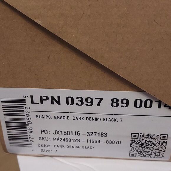 Spectator Pump Blue Denim and Black Patent Slingback block heel Size 7 - Picture 15 of 16